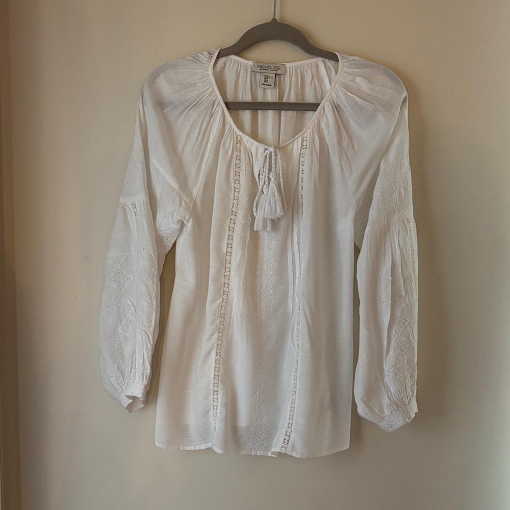 Rachel Zoe White Embroidered Blouse- Small